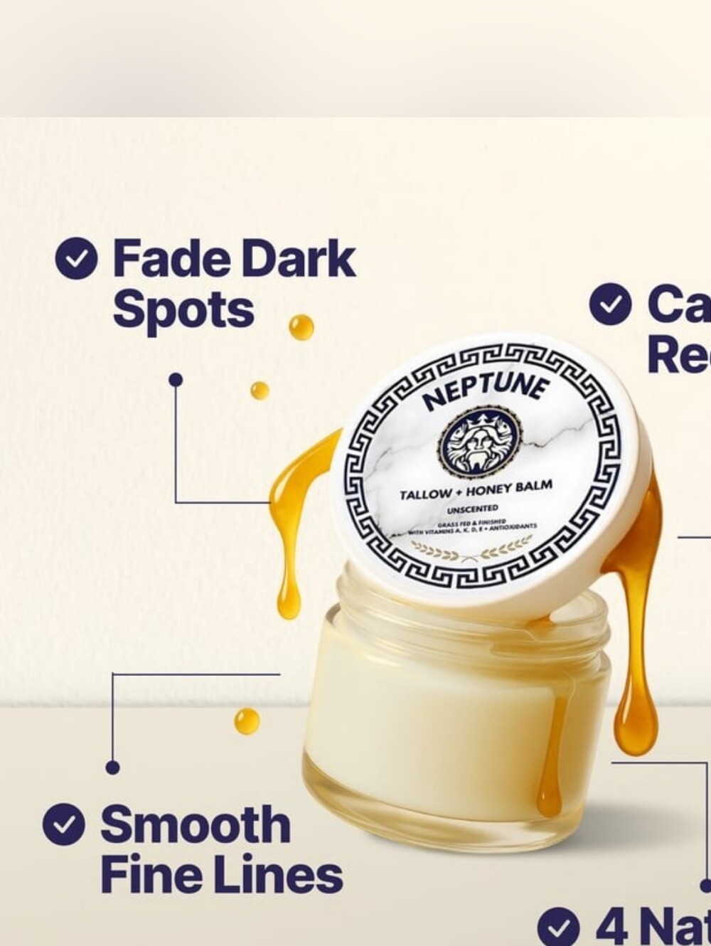 Neptune Health Grass Fed Tallow & Honey Balm - Anti Aging Formula - Picture 2 of 4